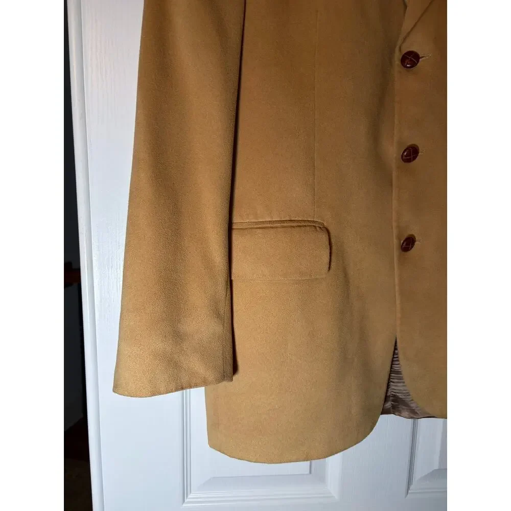 VTG Chaps Ralph Lauren Mens faux suede tan blazer.  Size 46R. Preppy, workwear